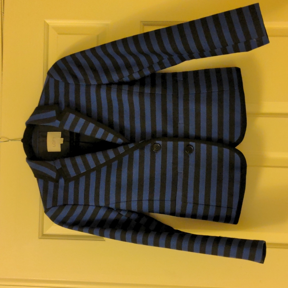 LOFT Black and blue striped blazer